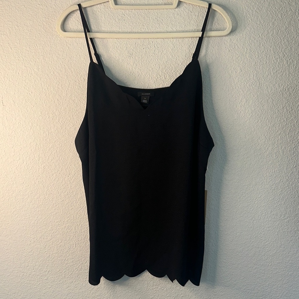 Halogen Black Scalloped Hem Camisole